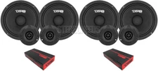 DS18 PRO-GM6.4PK2 6.5" 1200W 4 Ohm 4 Midrange Speakers + 4 Bullet Tweeter 2 Pack