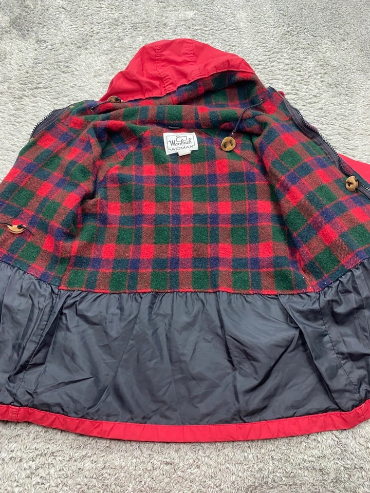 Chaqueta Woolrich De Colección Mujer Grande Roja Lana Manta Forrada Con Capucha Parka Tareas Abrigo Foto 3 de 4
