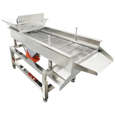 Stainless Steel Linear Vibrating Screen Single Layer 10mm Round Hole Sieve 110V