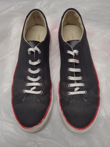 Common Projects Men's Sz 10 Tournament Black Leather Canvas Low Top Sneaker EUC - Picture 5 of 10