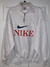 Vintage 90s NIKE Jerzees Super Sweats Gray 1/4 Zip Sweatshirt 2XL MADE IN USA