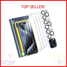 4 Pack Screen Protector and Camera Lens Protector for iPhone 15 Pro Max - Temper