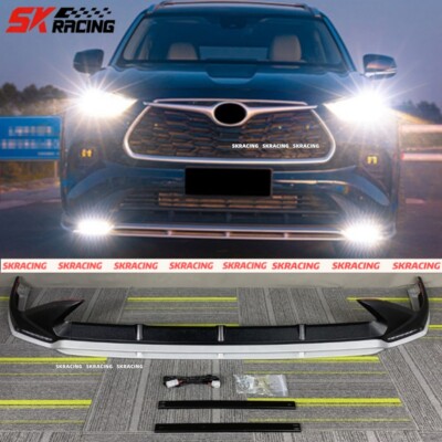 ABS Black + Sliver Front Bumper Lip Body kits For Toyota Highlander 2022-2023