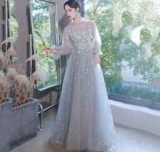 Women's Party Evening Dress Birthday High Waist Long Sleeve Fashion Full Dress