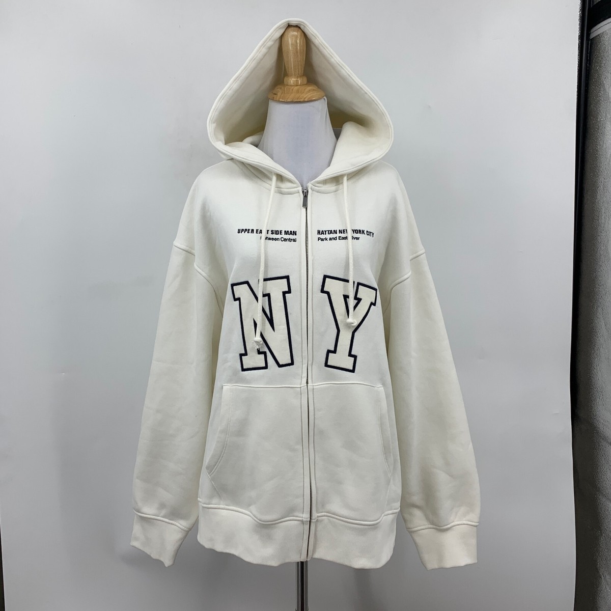 トップス SO ORIGINAL EMBROIDERED SWEATSHIRT L Zara Sweatshirt Womens L Large Cream Embroidered Hooded Drop