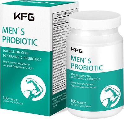 Probiotics Supplement 100 Billion CFU 20 Strains, 2 Prebiotics for Men Digestive