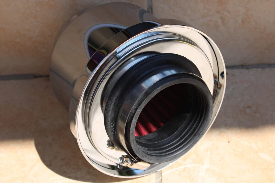 Universal Sport Sound Luftfilter Chrom Gehäuse 160 x 145 mm Ø Rohr 70mm - Bild 3 von 4