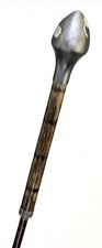 Vintage Antique Art Deco Sterling Silver Bamboo Swagger Knob Walking Stick Cane