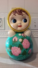 Vintage USSR Large Nevalyashka Celluloid Plastic Roly Poly Toy Doll Soviet 16 in