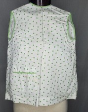 Vintage 1930's 1940's childrens white Polka Dot With Green Trim Smock Apron