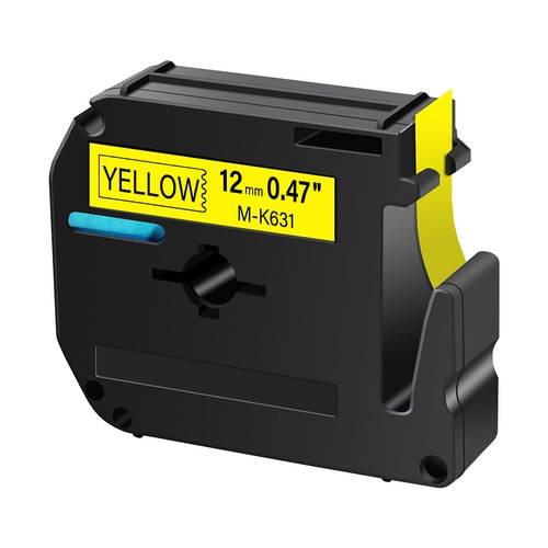 6× Black On Yellow Label Maker Tape Fits For Brother M631 MK631 M-K631 1/2" 12mm - Picture 2 of 12