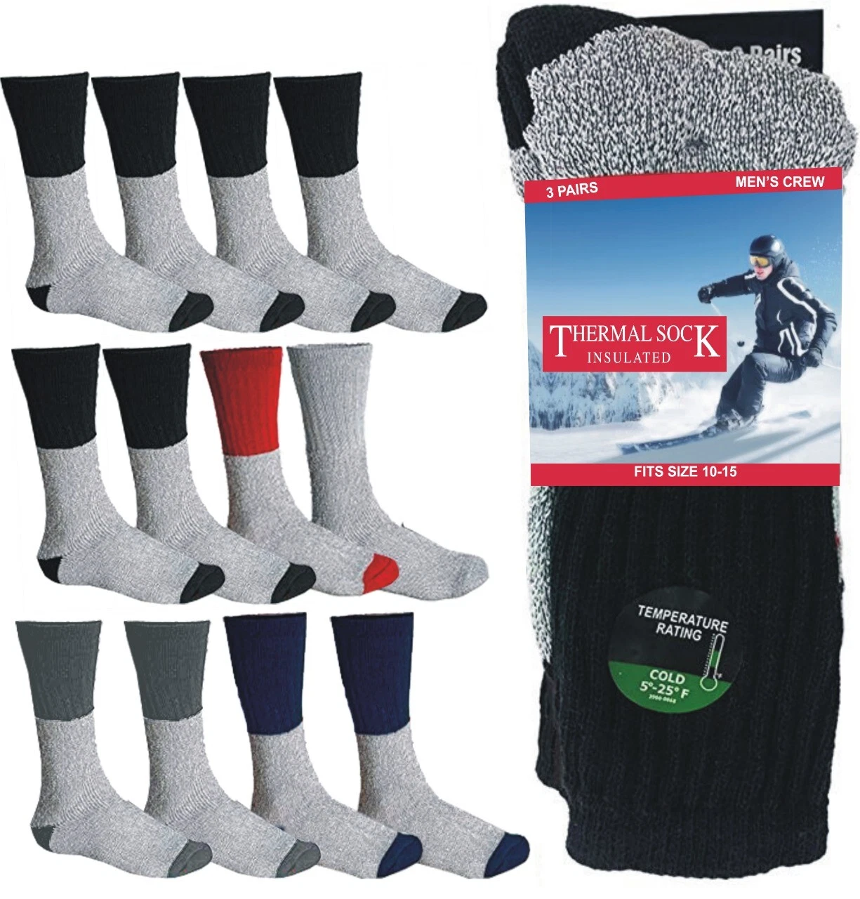 Men's Winter Heavy Duty Warm Thermal Crew Work Boots Socks Size 10-15, 12 Pairs
Opens in a new windo