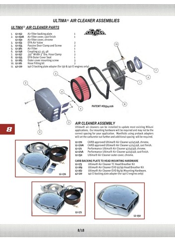 ULTIMA AIR FILTER ELEMENT 100 107 113 120 127 ENGINE with a mikuni carb - Picture 2 of 2