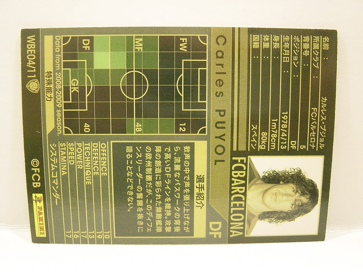 Panini WCCF 2008-09 WBE Carles Puyol 1978 Spain No.5 FC Barcelona