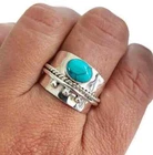 Turquoise 925 Sterling Silver Band& SPINNER Ring Handmade Ring All Size -U-16