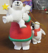 Vintage 1996 Coca-Cola Polar Bear Collection Family Ornament