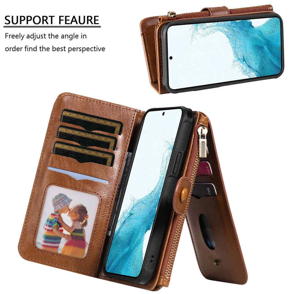 For Samsung S24 S23 S22 S21 S20 S10 S9 Detachable Wallet Flip Leather Case Cover - Image 4 of 4