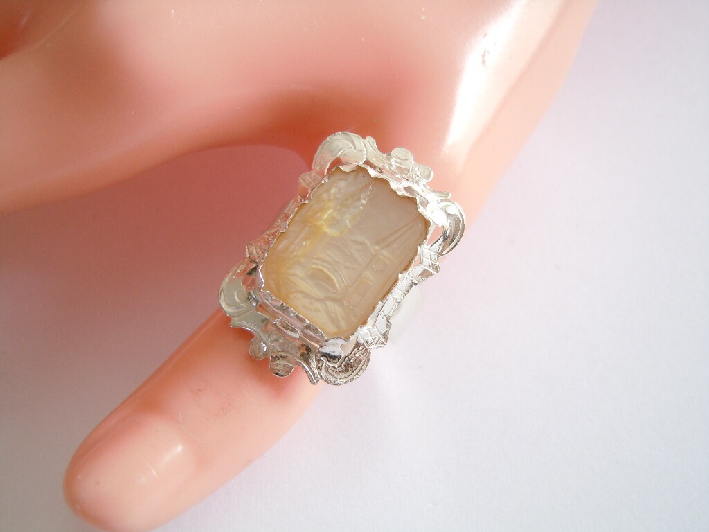 Silver Ring Handmade With Geschnitztem Mother Mot… - image 8