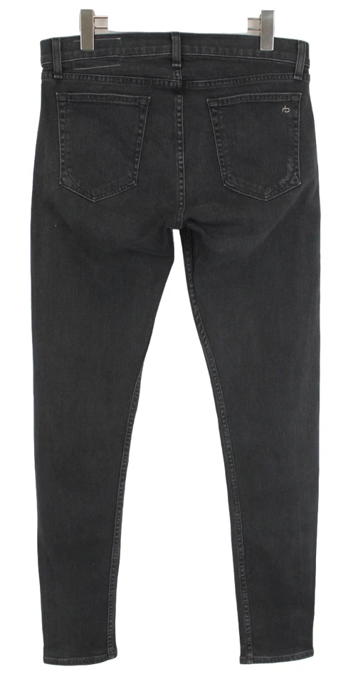 Rag & Bone Skinny Leg Vaqueros Hombres W33 Rasgado Angustiado Botón Fly Oscuro - Imagen 2 de 4