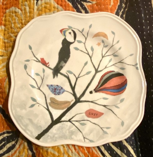2 Anthropologie REBECCA REBOUCHÉ Dessert Plates ELEPHANT /SWAN &TOUCAN EUC - Picture 16 of 24