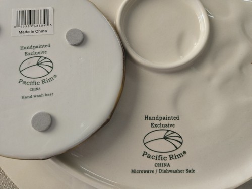 8 Piece Set: 4 Pacific Rim Handpainted 3D Floral Plates With 4 Coasters - Picture 5 of 5