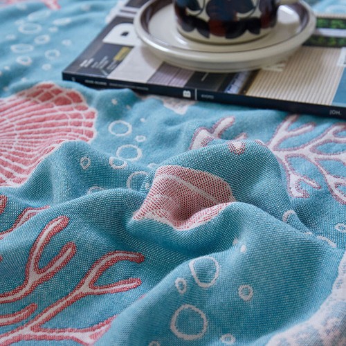 Double-sided Yarn-dyed Bamboo Fiber Blanket Towel Blanket Cool Thin Quilt Sheet - Picture 16 of 44