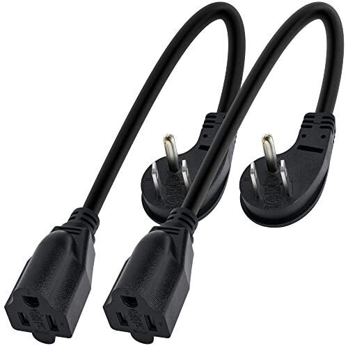 8 Zoll S Flachstecker kurz Strom Verlängerungskabel Steckdose 2er-Pack abgewinkelt Stecker Adapter - Bild 2 von 7