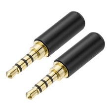 2Pcs 3.5mm 4 Pole Replacement Repair Plug Jack, Stereo Male Plug, Black