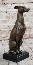 Grazioso Bronzo Levriero Statua Cane Whippet Scultura Art Pet Lover Fatto a Mano