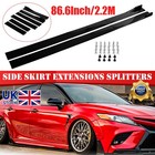 86.6" Car Side Skirts Extension Rocker Panel Splitter Lip Gloss Black Universal