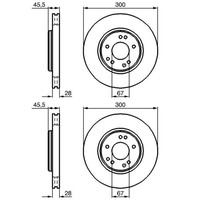 2X Bosch Bremsscheiben Ø300Mm Vorne Passend FÜR MERCEDES-BENZ 124 190 E-KLASSE