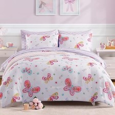 Size Bedding Sets for Girls, 7 Pieces Cute Butterfly Full White Butterfly