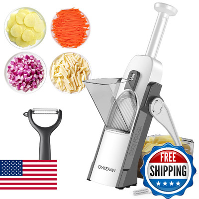 OYKEFAW Safe Mandoline Slicer for Kitchen, 5 in 1 Vegetable Chopper, French Fry