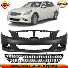Front Bumper Paintable & Bumper Lower Grille Kit For 2010-2013 Infiniti G37 G25