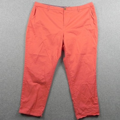 Tommy Hilfiger Pants Womens 22W Plus Casual Chino Stretch Flex Flat Front Coral