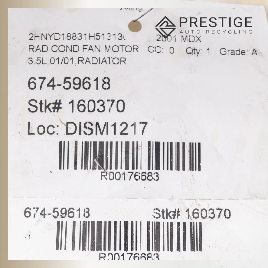 Motor de ventilador de refrigeración condensador ACURA MDX 2001-2002 con cubierta 38615-PGK-A00 Foto 3 de 3