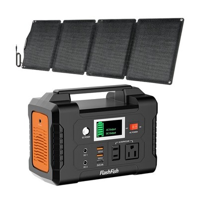 200W Portable Power Station;  FlashFish 40800mAh Solar Generator with 60W 18V ET