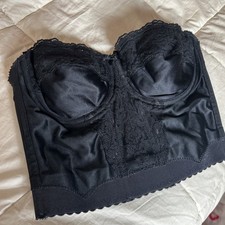 Vintage Strapless Boned Corset Bra 34c Longline   Black Bustier