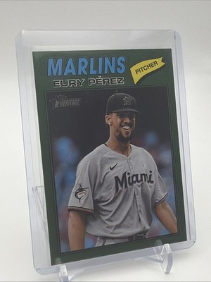 2026 Topps Heritage Dark Green Bordered #18 Eury Perez Miami  ID:68132