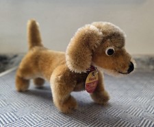 Vintage STEIFF 6" Dachshund Hexie Dog New With Red Collar Name Ear Tag