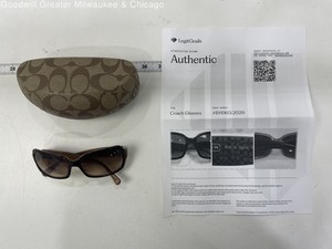 Coach Amelia Brown Tortoise Sunglasses With Case & COA