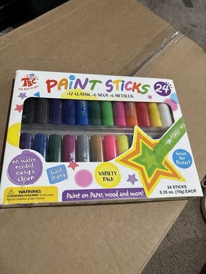 TBC The Best Crafts Paint Sticks Variety Pack 24 Colors Classic Neon Metallic