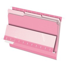 Pendaflex Interior File Folders, 1/3 Cut, Top Tab, Letter Size, Pink, 100 per Bo
