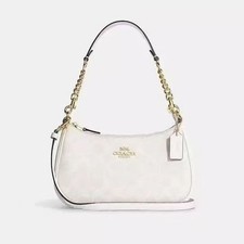 NWT COACH  Teri Shoulder Bag In Signature Canvas CA548 White Fast Shipping