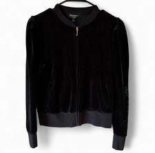 Juicy Couture Black Label Y2K Size S Velour Zip Up Jacket Mutton Sleeve