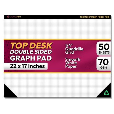 Top Desk Graph Paper Pad 22x17 Inch, 50 Sheets, Double-Sided 70 GSM Large Qua...