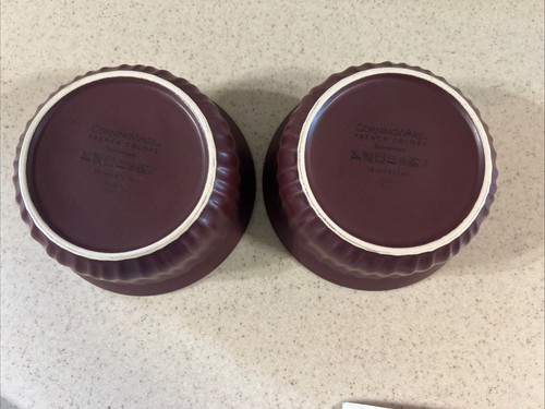 CORNING WARE FRENCH COLORS 16 OZ BOWLS CABERNET W/ WHITE PLASTIC LID SET OF 2 - Picture 7 of 13