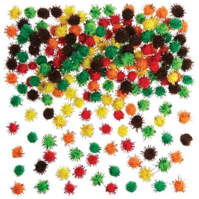 FX111 Selbstklebende Glitzer Pom Poms in Herbstfarben  200 Stück, Herbst Bast...