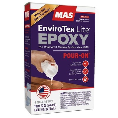 MAS EnviroTex Lite Pour-On High Gloss Finish, 32 Fluid Ounce/946 mL
