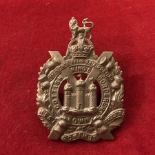 Kings Own Scottish Borders Cap Badge - White Metal.